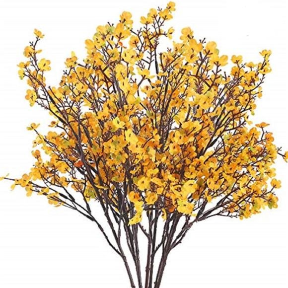 6 PCS Artificial Flowers Babys Breath Bouquet Real Touch Silk Floral Arrangement - Picture 1 of 6